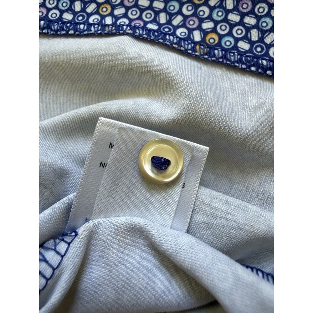 Peter Millar Summar Comfort Polo Golf Men’s Size XL Blue Geometric Logo - Picture 6 of 10